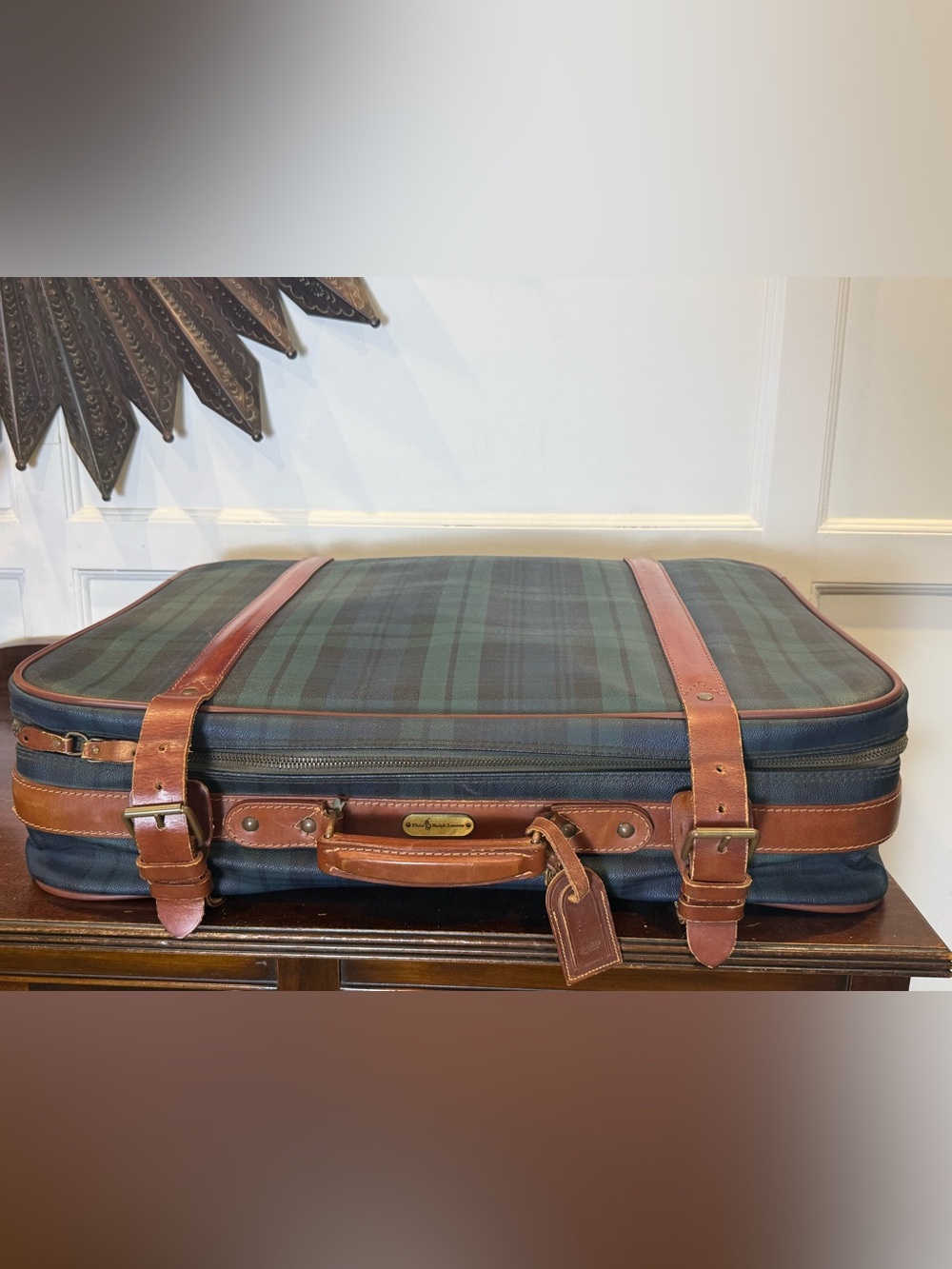Vintage Polo Ralph Lauren Black Watch Plaid 25in Suitcase Made in Italy - Picture 3 of 16